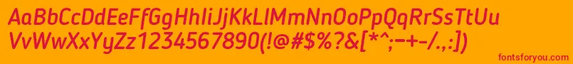 BloggerSansMediumItalic-Schriftart – Rote Schriften auf orangefarbenem Hintergrund