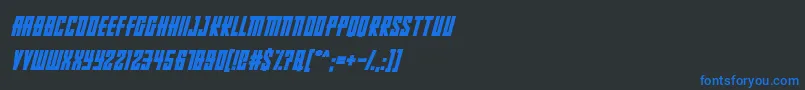 RussianDollmakerItalic-Schriftart – Blaue Schriften auf schwarzem Hintergrund