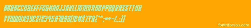 RussianDollmakerItalic-Schriftart – Grüne Schriften auf orangefarbenem Hintergrund