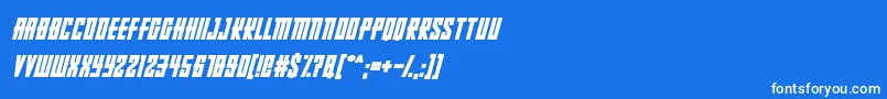 Czcionka RussianDollmakerItalic – białe czcionki na niebieskim tle