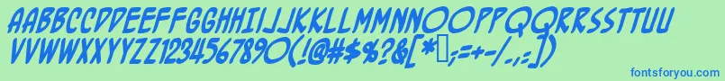 Czcionka BottlerocketBbBold – niebieskie czcionki na zielonym tle