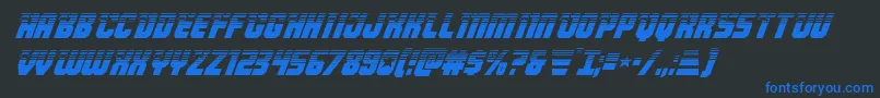 フォントArmyrangershalfital – 黒い背景に青い文字