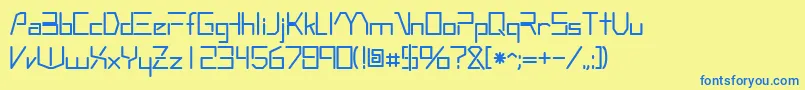 フォントRobotypeRegular – 青い文字が黄色の背景にあります。