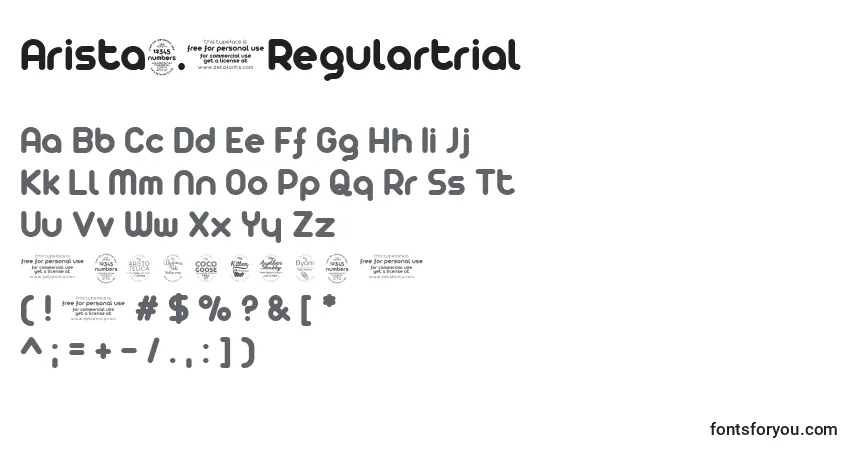 A fonte Arista2.0Regulartrial – alfabeto, números, caracteres especiais