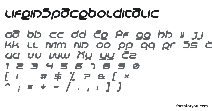 Schriftart LifeInSpaceBolditalic – Alphabet, Zahlen, spezielle Symbole
