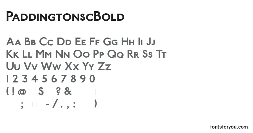 Schriftart PaddingtonscBold – Alphabet, Zahlen, spezielle Symbole