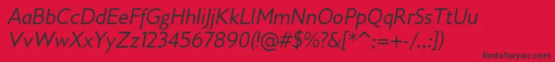 Czcionka Gilliusadfno2Italic – czarne czcionki na czerwonym tle