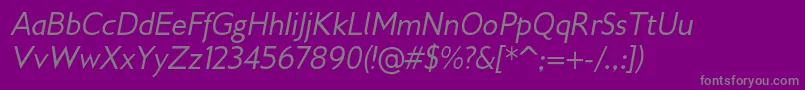 Шрифт Gilliusadfno2Italic – серые шрифты на фиолетовом фоне