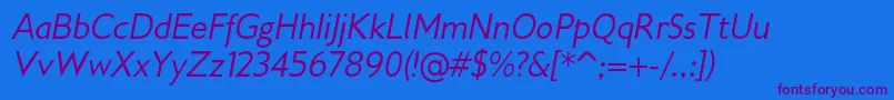 Gilliusadfno2Italic-Schriftart – Violette Schriften auf blauem Hintergrund
