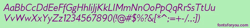 Gilliusadfno2Italic Font – Purple Fonts on Green Background