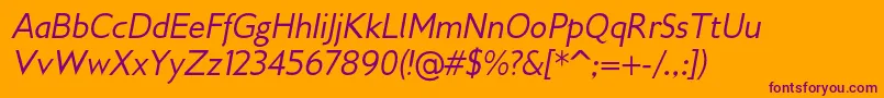 Gilliusadfno2Italic Font – Purple Fonts on Orange Background