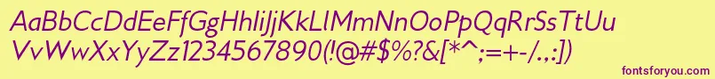 Gilliusadfno2Italic-Schriftart – Violette Schriften auf gelbem Hintergrund