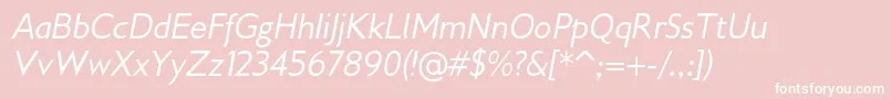 Fonte Gilliusadfno2Italic – fontes brancas em um fundo rosa