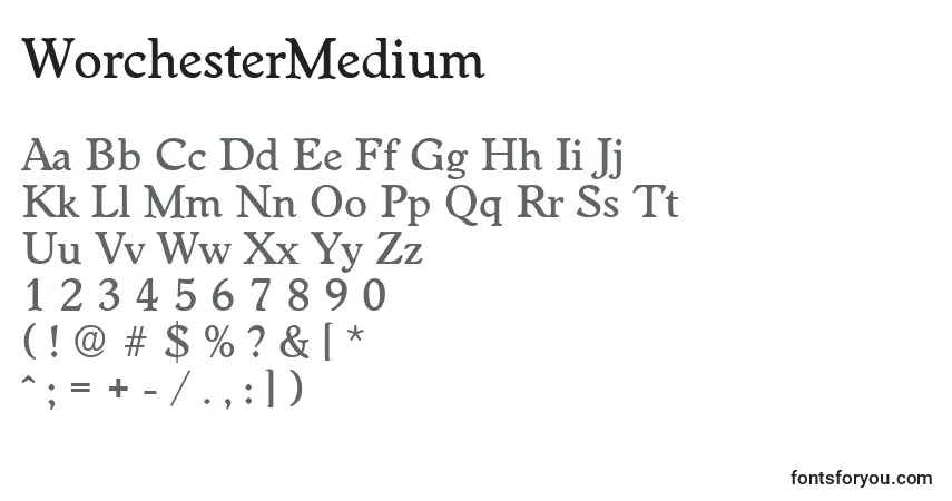 A fonte WorchesterMedium – alfabeto, números, caracteres especiais