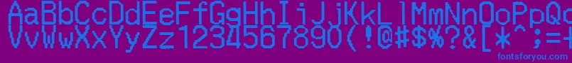 MerchantCopyDoublesize Font – Blue Fonts on Purple Background