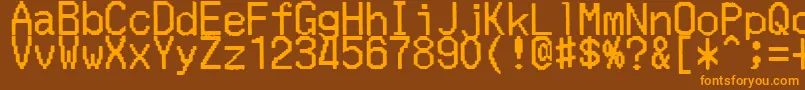 MerchantCopyDoublesize Font – Orange Fonts on Brown Background