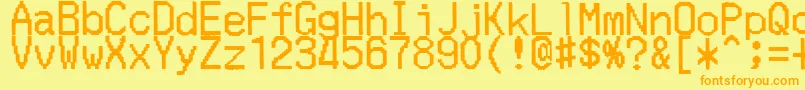 MerchantCopyDoublesize Font – Orange Fonts on Yellow Background