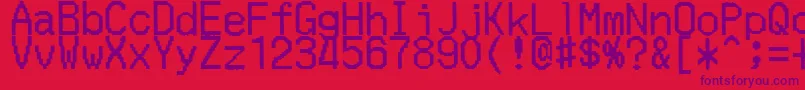 フォントMerchantCopyDoublesize – 赤い背景に紫のフォント