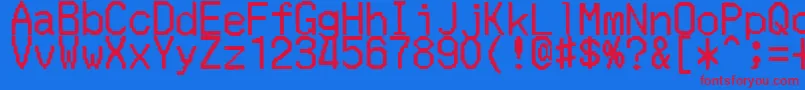 MerchantCopyDoublesize Font – Red Fonts on Blue Background