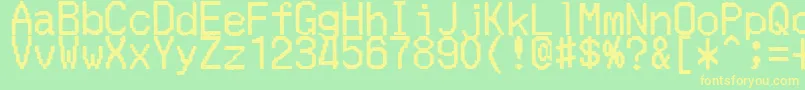 フォントMerchantCopyDoublesize – 黄色の文字が緑の背景にあります