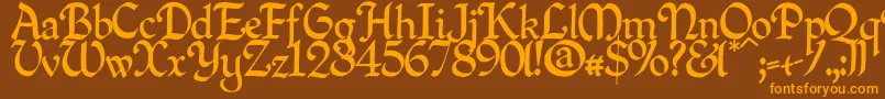 Quillperpendicularregular Font – Orange Fonts on Brown Background