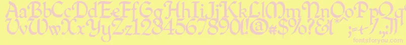 Quillperpendicularregular-Schriftart – Rosa Schriften auf gelbem Hintergrund