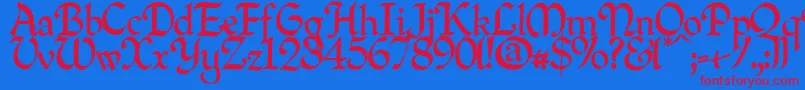 Quillperpendicularregular Font – Red Fonts on Blue Background