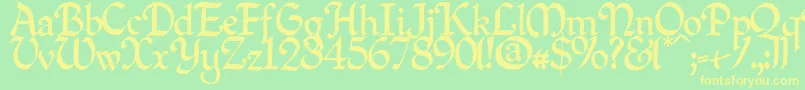 Quillperpendicularregular Font – Yellow Fonts on Green Background