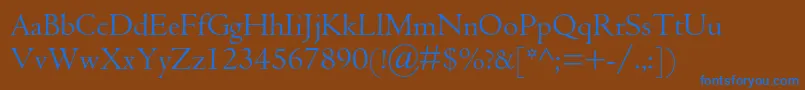 Centaurmtstd-Schriftart – Blaue Schriften auf braunem Hintergrund