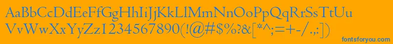 Centaurmtstd-Schriftart – Blaue Schriften auf orangefarbenem Hintergrund