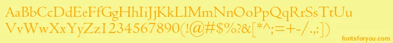 Centaurmtstd-Schriftart – Orangefarbene Schriften auf gelbem Hintergrund