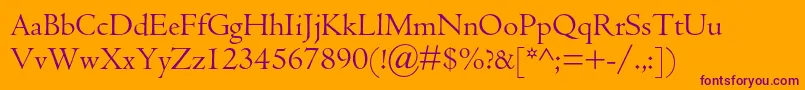 Centaurmtstd-Schriftart – Violette Schriften auf orangefarbenem Hintergrund