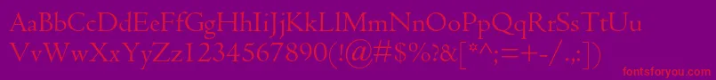 フォントCentaurmtstd – 紫の背景に赤い文字