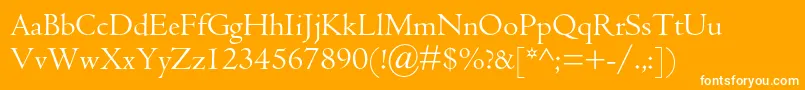 Centaurmtstd-Schriftart – Weiße Schriften auf orangefarbenem Hintergrund