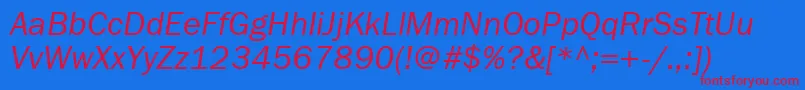 FranklingothbookgttItalic-fontti – punaiset fontit sinisellä taustalla