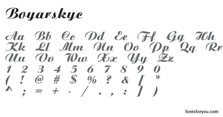 A fonte Boyarskyc – alfabeto, números, caracteres especiais