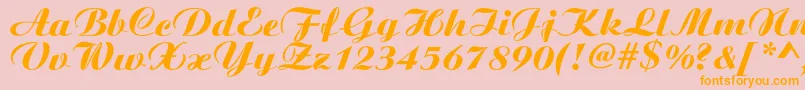 Boyarskyc-Schriftart – Orangefarbene Schriften auf rosa Hintergrund