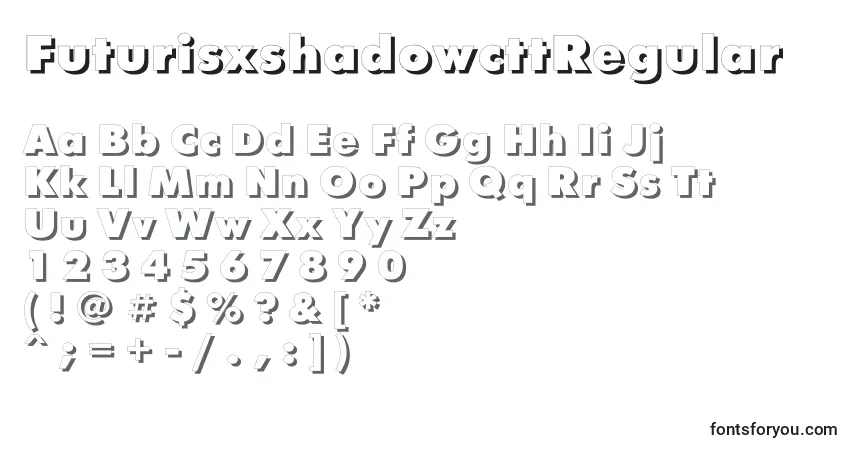 A fonte FuturisxshadowcttRegular – alfabeto, números, caracteres especiais