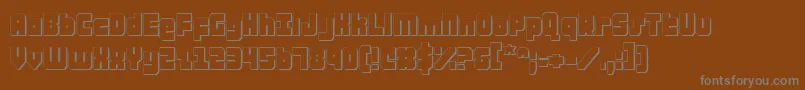 AlphaTaurus3D-fontti – harmaat kirjasimet ruskealla taustalla