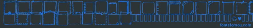 Tanaesteldoodleframes01Regular-fontti – siniset fontit mustalla taustalla