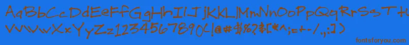 DrewHand1 Font – Brown Fonts on Blue Background