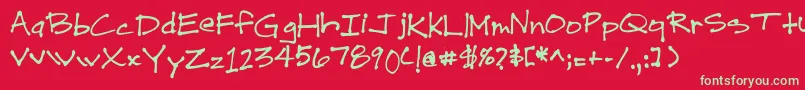 DrewHand1 Font – Green Fonts on Red Background