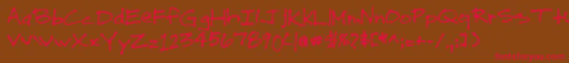 DrewHand1-Schriftart – Rote Schriften auf braunem Hintergrund
