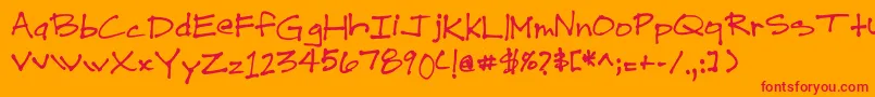 フォントDrewHand1 – オレンジの背景に赤い文字