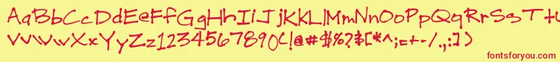 DrewHand1 Font – Red Fonts on Yellow Background