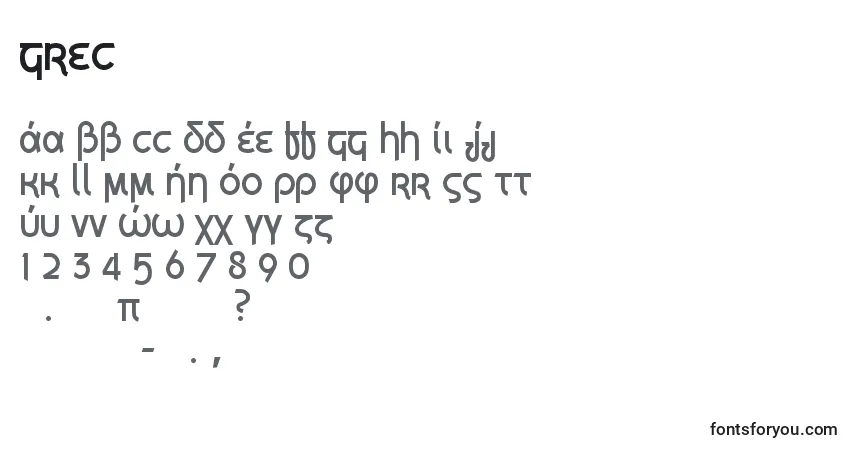 A fonte Grec – alfabeto, números, caracteres especiais