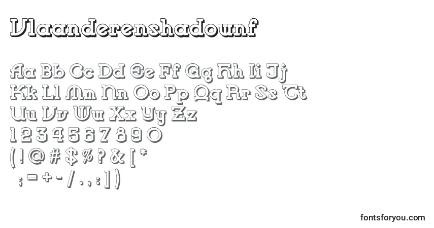 Шрифт Vlaanderenshadownf – алфавит, цифры, специальные символы