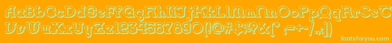 Fonte Vlaanderenshadownf – fontes verdes em um fundo laranja