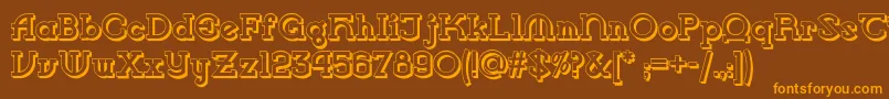Czcionka Vlaanderenshadownf – pomarańczowe czcionki na brązowym tle