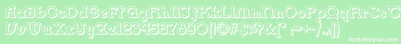 フォントVlaanderenshadownf – 緑の背景に白い文字